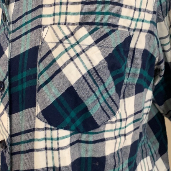 Faded Glory blue plaid flannel button down long sleeve shirt - Picture 6 of 15